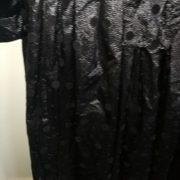 Vintage HOLT RENFREW 80 English Black Velvet & Silky Dots Cocktail Dress Medium - Picture 3 of 15